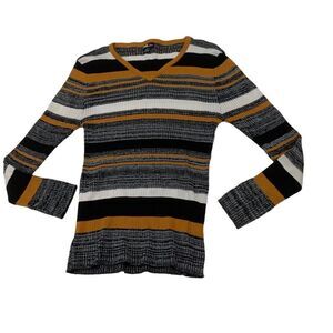 Striped Rib Knit Sweater